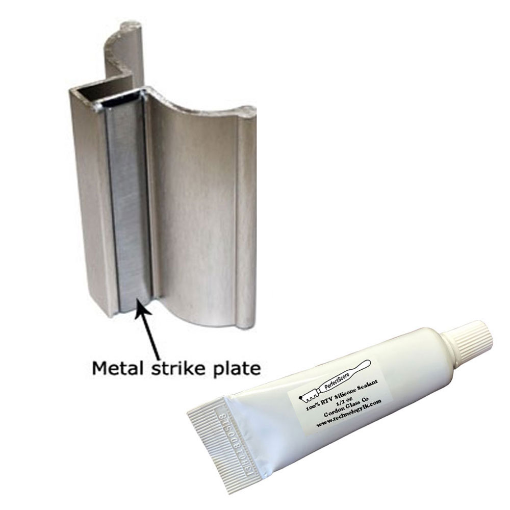 3&quot; Frameless Shower Door Handle with Metal Strike Bright Chrome | FSDH3BNKIT