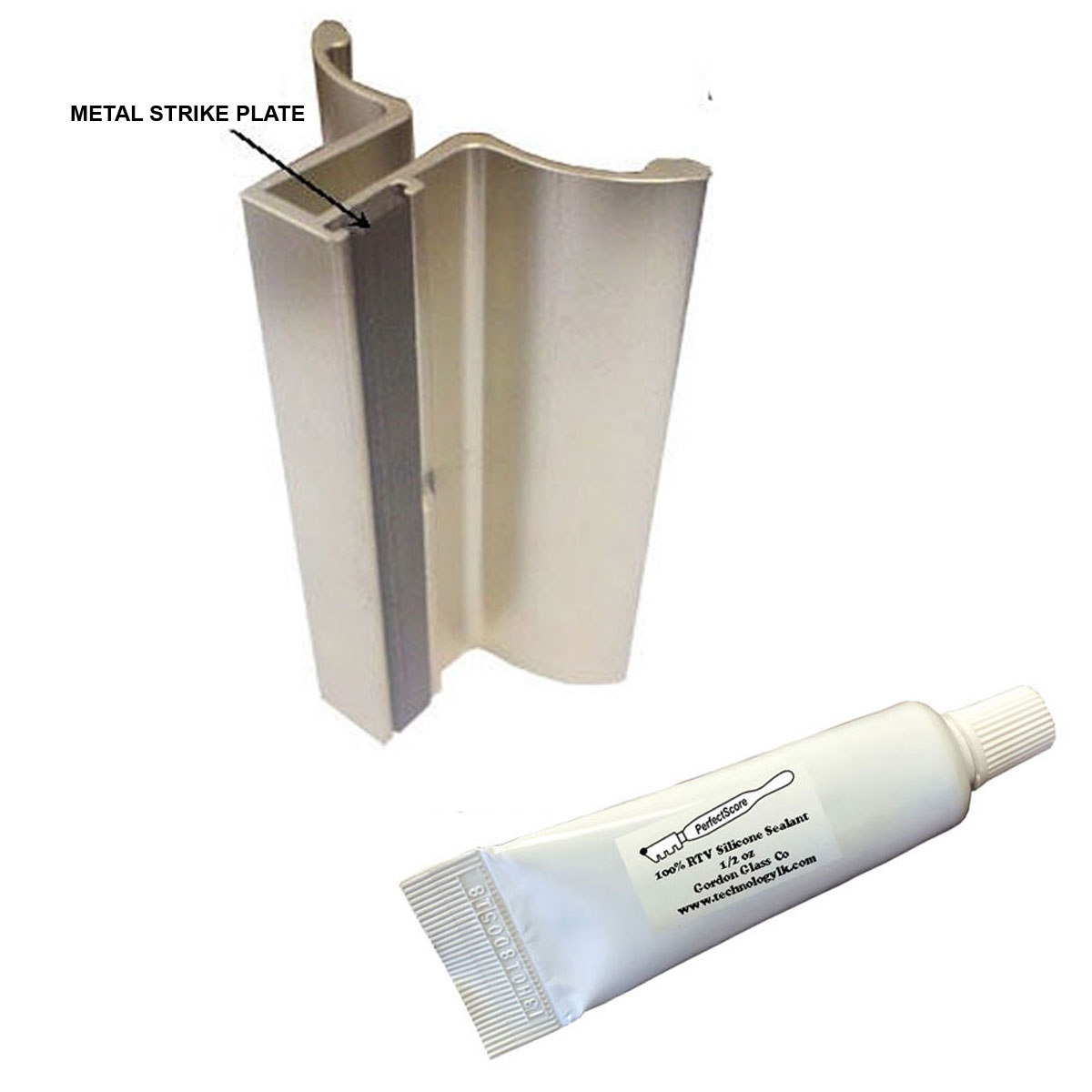 4&quot; Frameless Shower Door Handle with Metal Strike Plate - Brushed Nickel Finish | FSDH4BNMPKIT