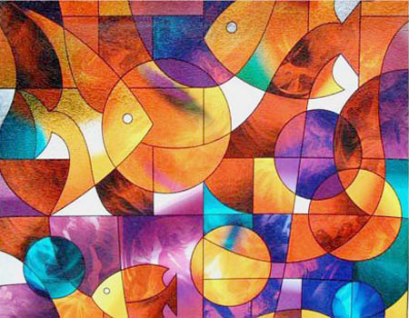 Fish Stained Glass Decorative Window Film | Fish Stained Glass Window Film | SGWFF65