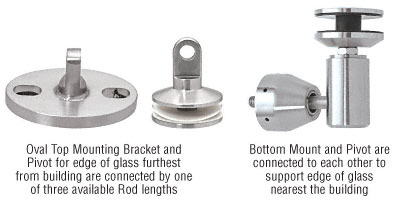 C.R. Laurence CRL Brushed Stainless Glass Awning Support System Mounting Kit | GAS190BS