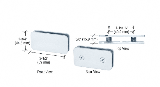 CRL Polished Chrome Traditional 180 Degree Double Stud Glass Clamp | GCB184CH