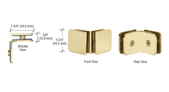 CRL Satin Brass Traditional Style 90 Degree Glass-to-Glass Clamp | GCB90SB
