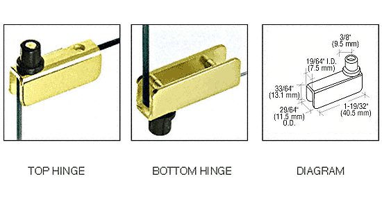 C.R. Laurence CRL Brass Standard Mount Glass Door Hinges - Pair | GDH5BR