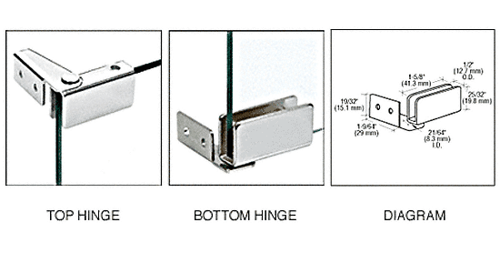 C.R. Laurence CRL Chrome Recess Mount Glass Door Hinges - Package | GDH86CH