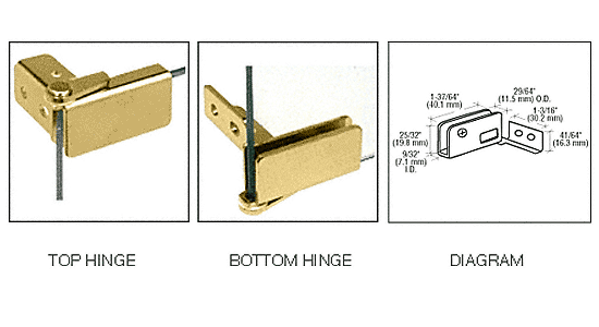 C.R. Laurence CRL Brass Surface Mount Glass Door Hinges - Pair | GDH96BR