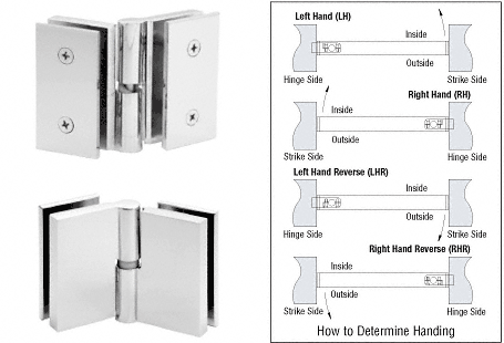 C.R. Laurence CRL Polished Stainless Acting Right Hand Glass-to-Glass Gate Hinge | GH180RPS