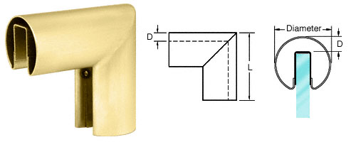 C.R. Laurence CRL Satin Brass 1-1/2&quot; 90 Degree Vertical Corner for 1/2&quot; or 5/8&quot; Glass Cap Railing | GR15VSB