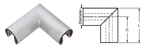 C.R. Laurence CRL Brushed Stainless 90&amp;#186; Horizontal Corner for 1/2&quot; (12 mm) or 5/8&quot; (16 mm) Glass Cap Railings | GR20HBS
