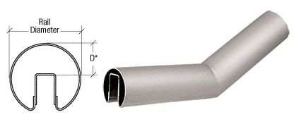 C.R. Laurence CRL Brushed Stainless 32 Degree Lower Incline Corners for 2&quot; Diameter | GR20L32BS