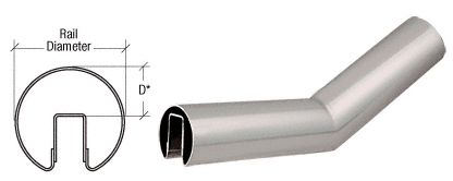 C.R. Laurence CRL Polished Stainless 32 Degree Lower Incline Corners for 2&quot; Diameter | GR20L32PS