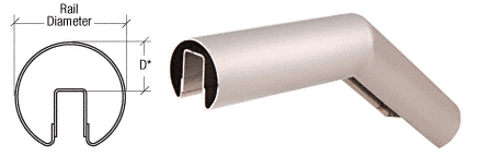 C.R. Laurence CRL Brushed Stainless 32 Degree Upper Incline Corner for 2&quot; Diameter | GR20U32BS