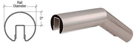C.R. Laurence CRL Polished Stainless 35 Degree Upper Incline Corner for 2&quot; Diameter | GR20U35PS