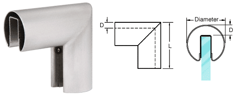 C.R. Laurence CRL 2&quot; Brushed Stainless 90&amp;#186; Vertical Corner for 1/2&quot; (12 mm) or 5/8&quot; (16 mm) Glass Cap Railings | GR20VBS
