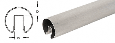 C.R. Laurence CRL 2-1/2&quot; Brushed Stainless Premium Cap Rail for 3/4&quot; Glass - 168 in Long | GR257BS14