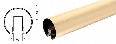 C.R. Laurence CRL Satin Brass 2-1/2&quot; Premium Cap Rail for 3/4&quot; Glass - 168&quot; | GR257SB14