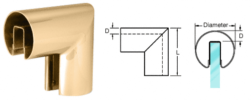 C.R. Laurence CRL 2-1/2&quot; Polished Brass 90&amp;#186; Vertical Corner for 3/4&quot; (19 mm) Glass Cap Railings | GR257VPB