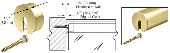 C.R. Laurence CRL Polished Brass Stabilizing End Cap for 2-1/2&quot; Cap Railing | GR25SECPB