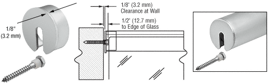 C.R. Laurence CRL Satin Anodized Stabilizing End Cap for 2-1/2&quot; Cap Railing | GR25SECSA