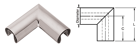 C.R. Laurence CRL Polished Stainless 90 Degree 3&quot; Diameter Horizontal Corner for 3/4&quot; (19 mm) Glass Cap Railings | GR307HPS