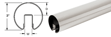 C.R. Laurence CRL 3&quot; Polished Stainless Premium Cap Rail for 1/2&quot; Glass - 120 in Long | GR30PS