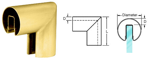 C.R. Laurence CRL Satin Brass 3&quot; 90 Degree Vertical Corner for 1/2&quot; or 5/8&quot; Glass Cap Railing | GR30VSB