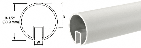 C.R. Laurence CRL 3-1/2&quot; Satin Anodized Extruded Aluminum Cap Rail for 1/2&quot; (12 mm) or 5/8&quot; (16 mm) Glass - 240 in Long | GR35SA
