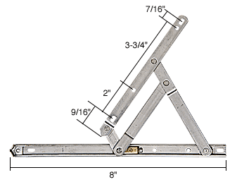 C.R. Laurence CRL 8&quot; Standard Casement 4-Bar Window Hinge, Stainless Steel | H3626