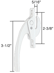 C.R. Laurence CRL White Straight Casement Window Locking Handle; 2-3/8&quot; Screw Holes | H3716