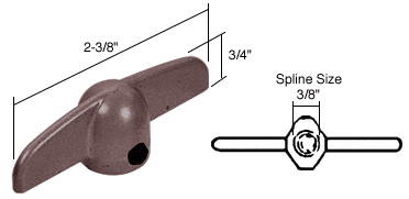 C.R. Laurence CRL Star Brown T-Crank Window Operator Handle; 3/8&quot; Spline Size for Anderson | H3808