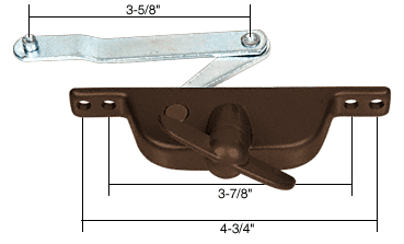 C.R. Laurence Bronze Jalousie Window Operator with 3-5/8&quot; Offset Link for Daryl Windows | H3933
