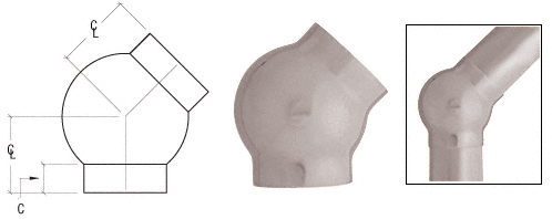 C.R. Laurence CRL Brushed Stainless 2-5/8&quot; 135 Degree Ball Type Elbow for 1-1/2&quot; Tubing | HR15BMBS