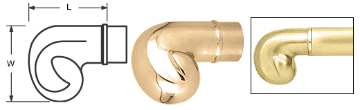C.R. Laurence CRL Polished Brass End Scrolls for 1-1/2&quot; (38.1 mm) Tubing | HR15EPB
