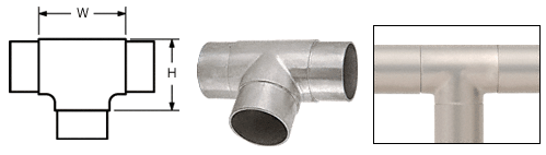C.R. Laurence CRL Brushed Stainless Flush Tee for 2&quot; (50.8 mm) Tubing | HR20KBS