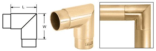 C.R. Laurence CRL Polished Brass Mitered Style 90&amp;#186; Corner for 2&quot; (50.8 mm) Tubing | HR20MCPB