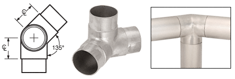 C.R. Laurence CRL Brushed Stainless 135&amp;#186; Side Outlet Elbow for 2&quot; (50.8 mm) Tubing | HR20PBS