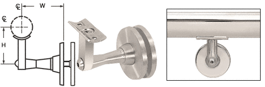 C.R. Laurence CRL Polished Stainless 2-Way Adjustable Glass Mounted Hand Railing Bracket for 1-1/2&quot;, 1.9&quot; and 2&quot; Diameter Tubing  | HR2SGPS
