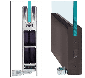 C.R. Laurence CRL Duranodic Bronze 10&quot; Square Style Door Rail without Lock for 1/2&quot; Glass - Custom Length | LHR10SDU12C