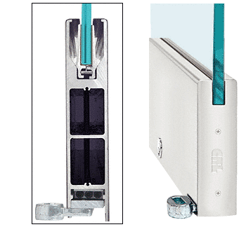 C.R. Laurence CRL Satin Anodized 10&quot; Square Single Door Rail With Lock for 1/2&quot; Glass - Custom Length | LHR10SSA12CL