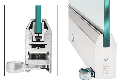 C.R. Laurence CRL Polished Stainless 4&quot; Tapered Style Door Rail with Lock for 1/2&quot; Glass - Custom Length | LHR4TPS12CL