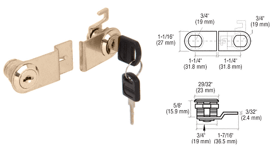 C.R. Laurence CRL Brass Plated Lock for Swinging Glass Doors | LK28