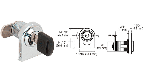 C.R. Laurence CRL Chrome Plated Round Top Swinging Glass Door Lock  | LK34