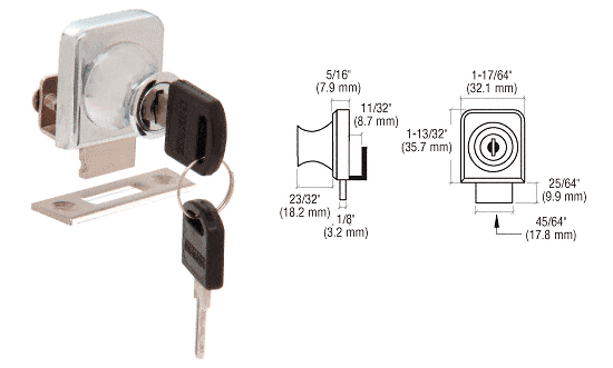 C.R. Laurence CRL Brushed Nickel Keyed Alike Lock for 1/4&quot; Cabinet Glass Door - Keyed Alike | LK43KA