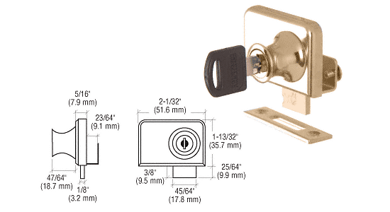 C.R. Laurence CRL Gold Plated Lock for 1/4&quot; Double Glass Doors | LK48