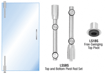 C.R. Laurence CRL Brushed Stainless Pivot Door System for Use With Free-Swinging Doors - Set | LS14BS