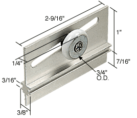 C.R. Laurence CRL 3/4&quot; Oval Edge Nylon B.B. Sliding Shower Door Roller Assembly for Premiere Doors - Package | M6055