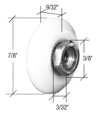C.R. Laurence CRL 7/8&quot; Sliding Shower Door &quot;V&quot; Edge Roller - Package | M6175