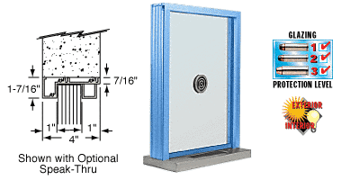 C.R. Laurence CRL Painted (Specify) Aluminum Narrow Inset Frame Exterior Glazed Exchange Window with 12&quot; Shelf and Deal Tray | N1EW12P