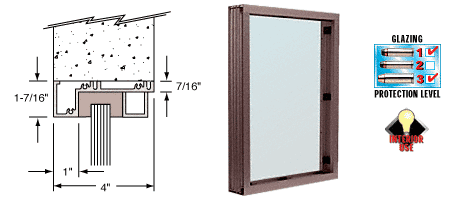 C.R. Laurence CRL Duranodic Bronze Aluminum Narrow Inset Frame Interior Glazed Vision Window | N1V1DU