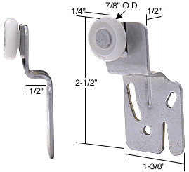 C.R. Laurence CRL Wardrobe Roller for Acme Closet Doors, 7/8&quot; Nylon Wheel, 1/2&quot; Offset | N6501