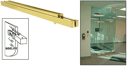 C.R. Laurence CRL Satin Brass Single Narrow Floating Header With Surface Mounted Top Pivots - Custom Length | NFH4SBCS